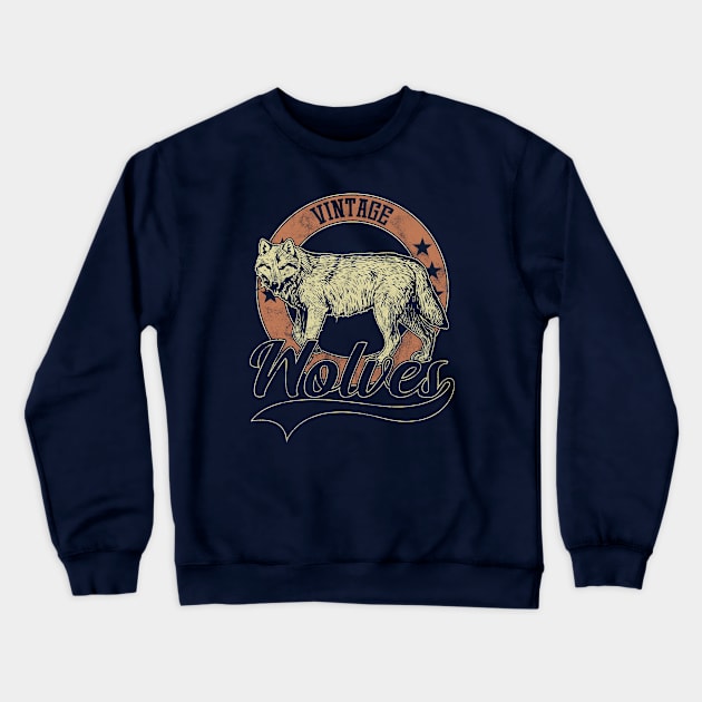 Vintage Wolves Crewneck Sweatshirt by bluerockproducts